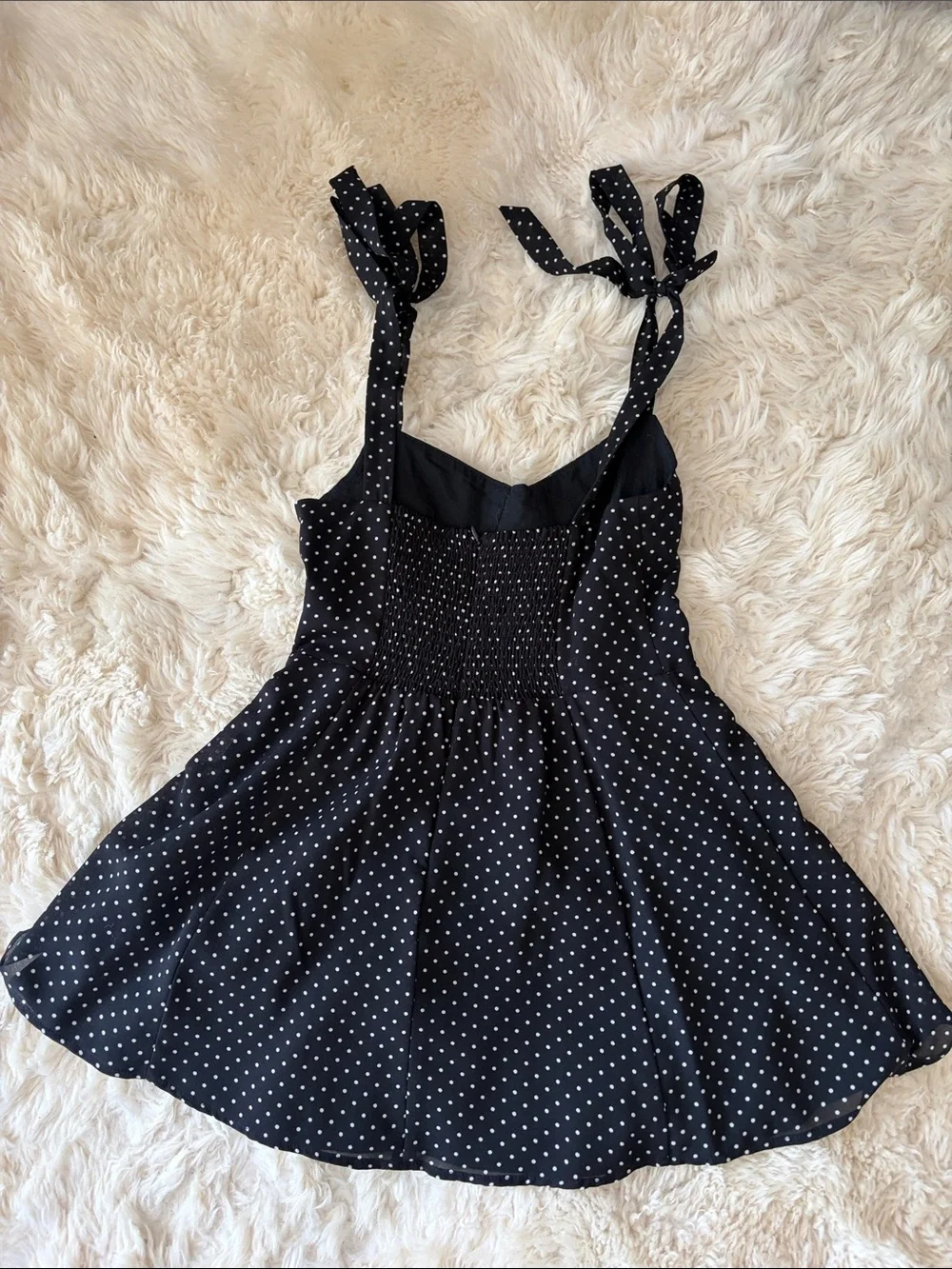Girls Black Polka Dot Tie-Strap Sundress Size XL - Picture 4 of 4